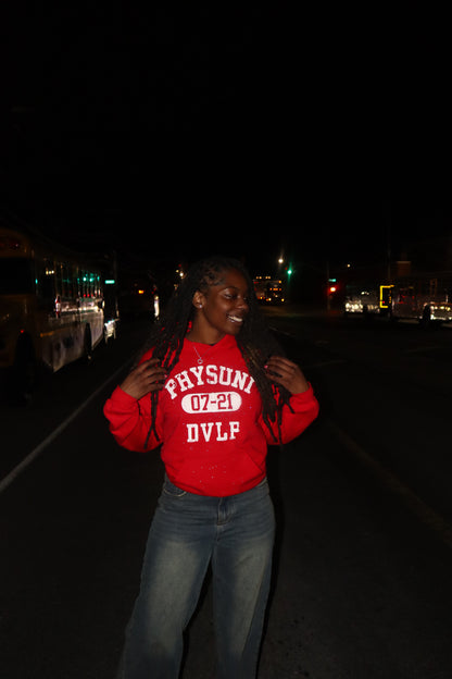 Red Rhinestone “DVLP” Lightweight Hoodie